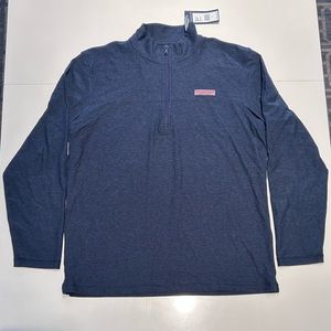 NEW Vineyard Vines Men’s Navy Blue Edgartown Shep Shirt Quarter Zip, Large
